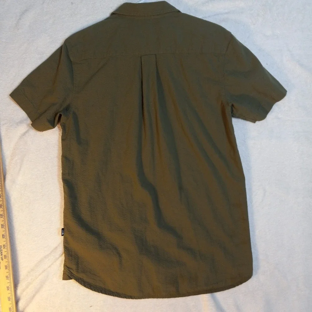 The North Face Shirt Men S Green Short Sleeve Button Collar Cotton pockets